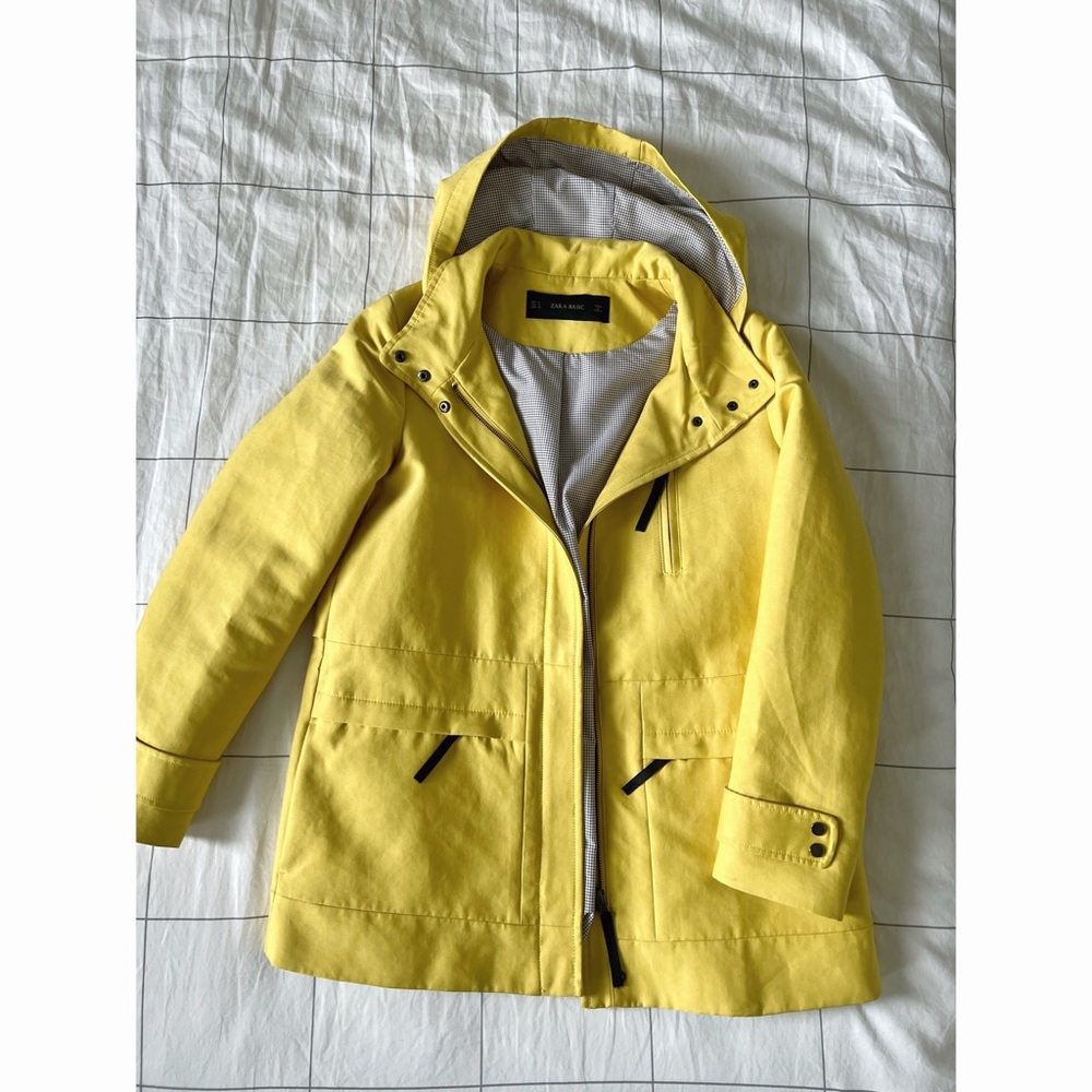Zara yellow hooded jacket coat - S